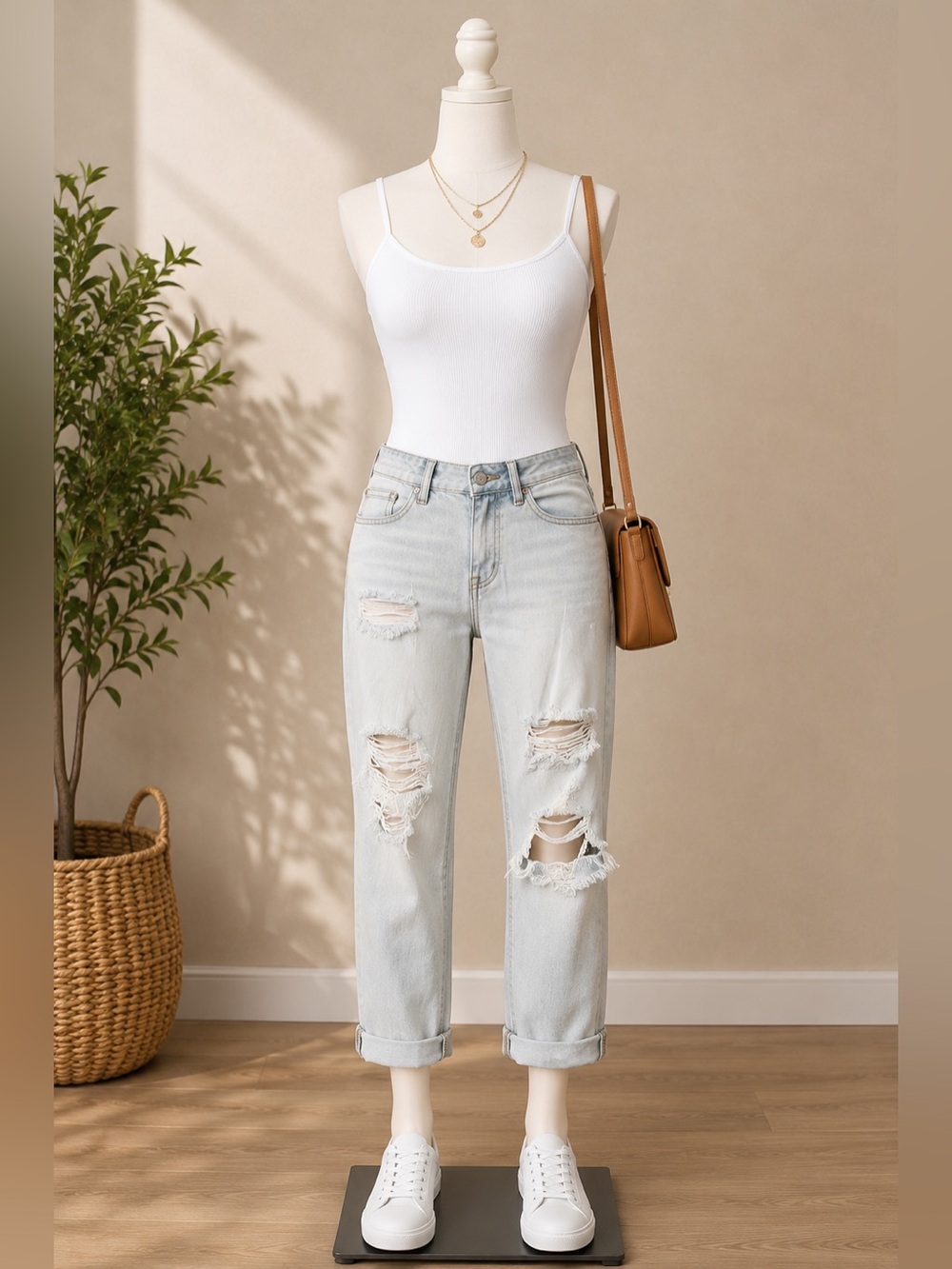 Light blue boy crop jeans